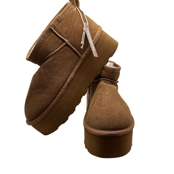 CUSHIONAIRE Women's Genuine Suede pull on platform boot 6.5 CHESTNUT - Picture 7 of 7